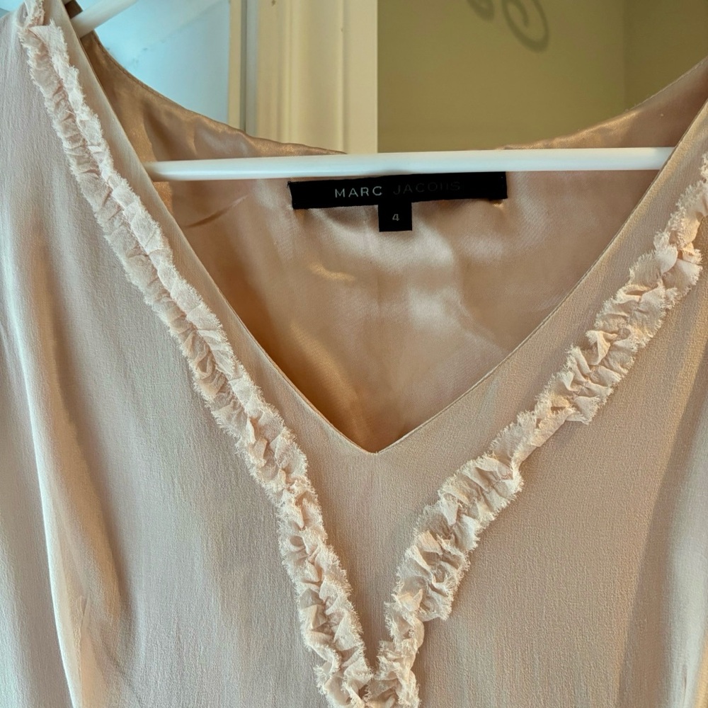 Marc Jacobs Beige Ruffle V-Neck Dress